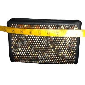 Black Crossbody Gold & Silver Studded Black 2 Zip Section Vegan Crossbody